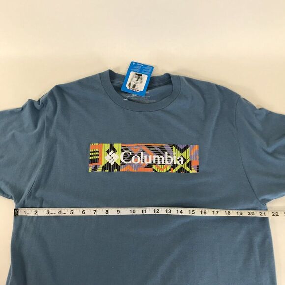 NEW Columbia Logo Graphic Tee Men's Large Steel Blue 100% Cotton Outdoor Casual - Picture 6 of 9